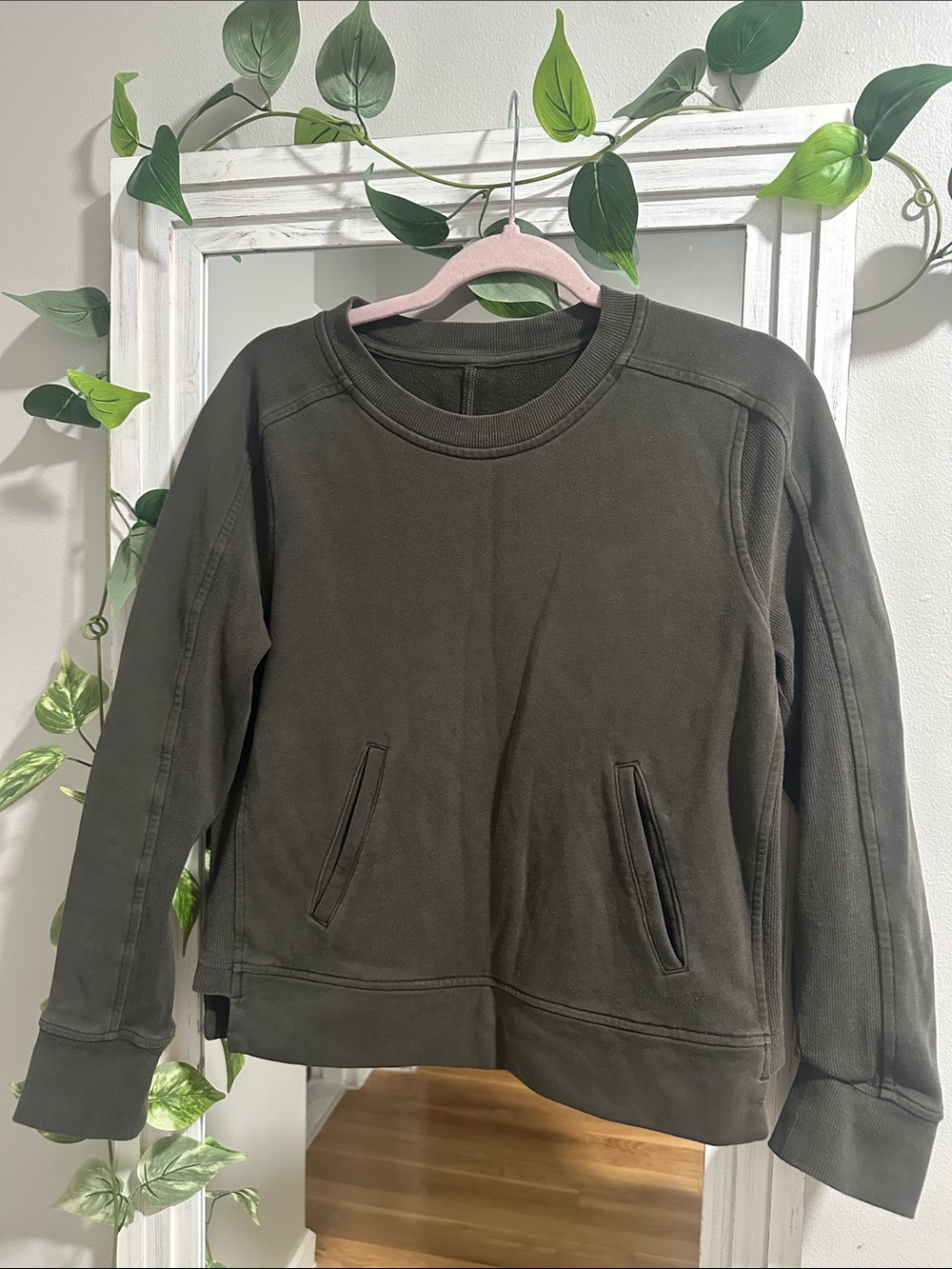 Lululemon Women's Olive Green Cotton Terry Crewneck